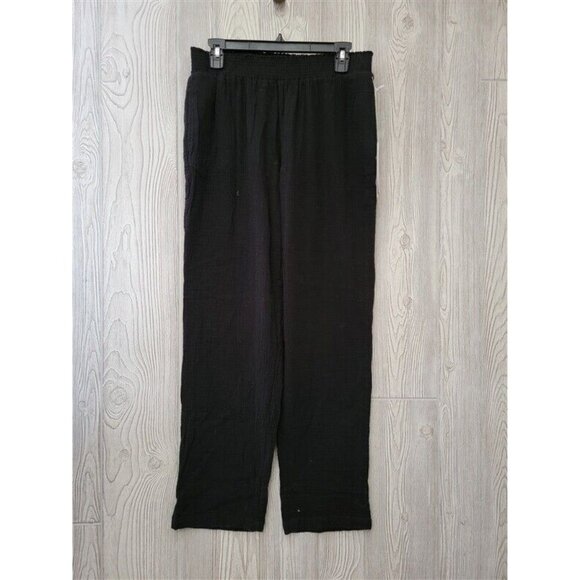 NWT Calme Johnny Was XL Relaxed Fit Pants Black Crinkle Gauze 100477 - Picture 2 of 2
